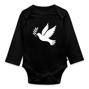 Friedenstaube  - Baby Bio-Langarm-Body - Schwarz - Vorne