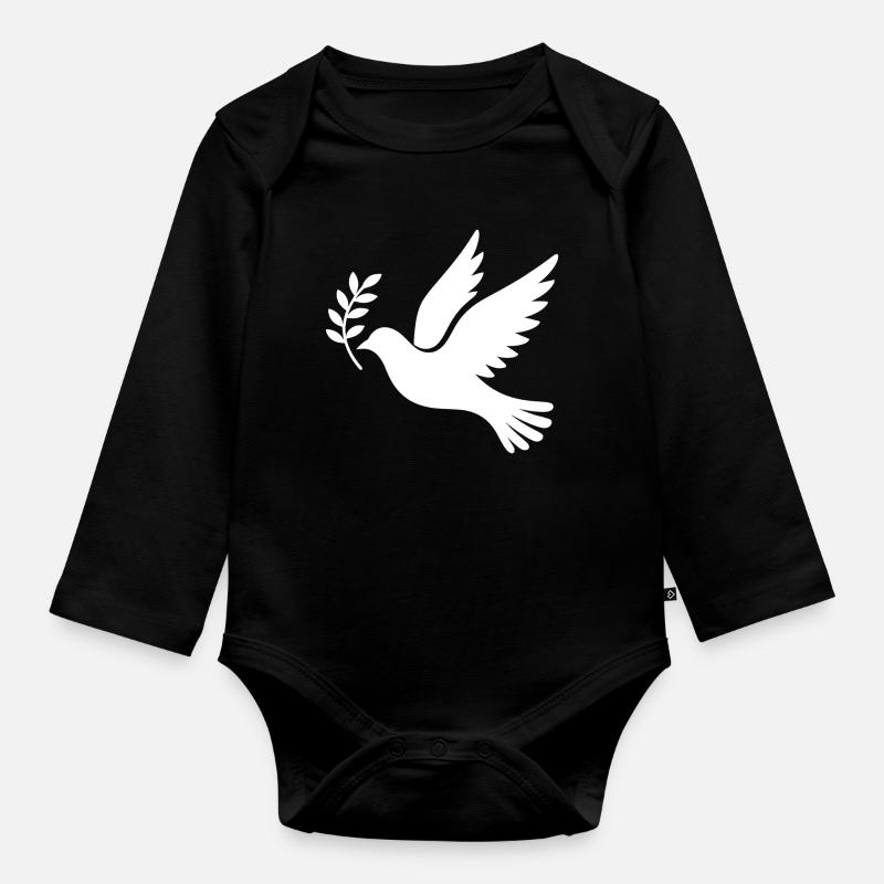 Friedenstaube  - Baby Bio-Langarm-Body - Schwarz