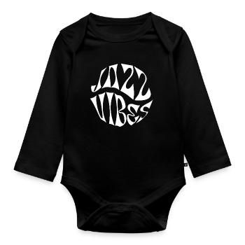 Jazz Vibes fancy logo design - Organic Longsleeve Baby Bodysuit - black - Front