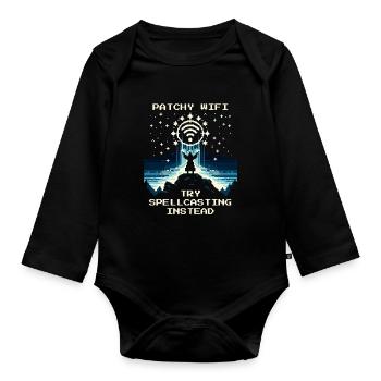 Wi-Fi weak? Magic instead of streaming | Nerd Joke - Organic Longsleeve Baby Bodysuit - black - Front