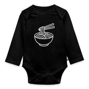Ramen bowl sketch – minimalist design - Organic Longsleeve Baby Bodysuit - black - Front