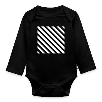 Diagonales Streifen-Mono-Muster - Baby Bio-Langarm-Body - Schwarz - Vorne