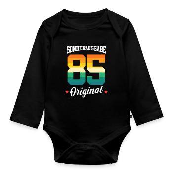 85 Birthday - Organic Longsleeve Baby Bodysuit - black - Front