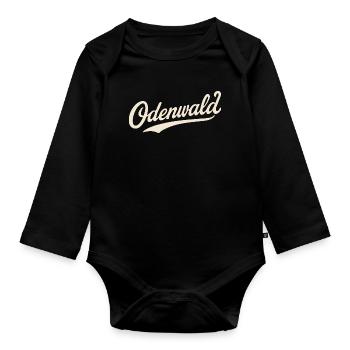 Odenwald Schriftzug Retro - Baby Bio-Langarm-Body - Schwarz - Vorne