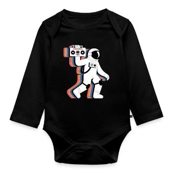 Rainbow Astronaut Radio - Funny T-Shirt - Organic Longsleeve Baby Bodysuit - black - Front