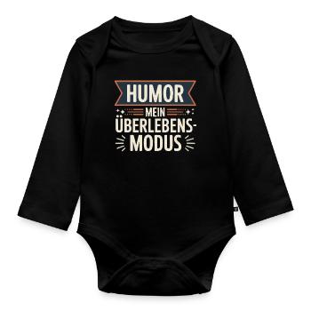 Humor – My Survival Mode | Funny saying - Organic Longsleeve Baby Bodysuit - black - Front