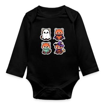 Halloween Kawaii Panda Mignon Costume Cadeau - Body Bébé bio manches longues - noir - Devant