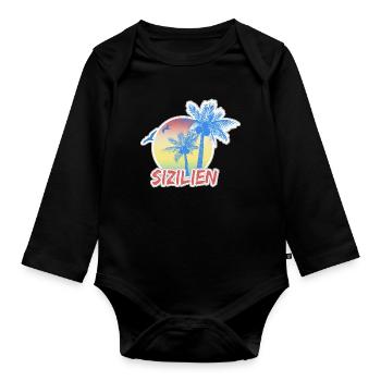 Sicily as a holiday - Organic Longsleeve Baby Bodysuit - black - Front
