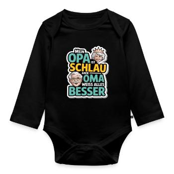 Drôle grand-mère grand-père disant design pour les enfants & - Body Bébé bio manches longues - noir - Devant
