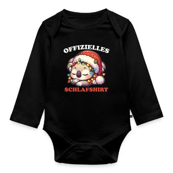 Chemise de nuit officielle Koala de Noël - Body Bébé bio manches longues - noir - Devant