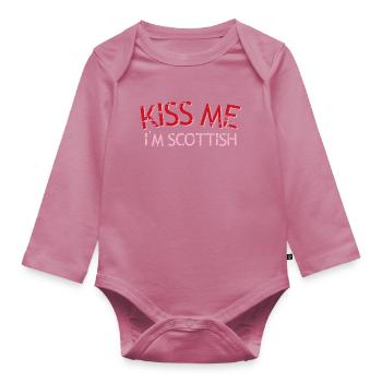 Kiss Me I'm Scottish - Organic Longsleeve Baby Bodysuit - mauve - Front