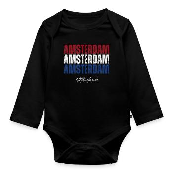 Amsterdam Netherlands, I love Holland - Organic Longsleeve Baby Bodysuit - black - Front