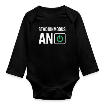 Stadionmodus: AN – Fußballfan Design - Baby Bio-Langarm-Body - Schwarz - Vorne