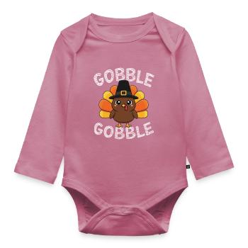 Gobble Gobble Autumn Fun Thanksgiving Spirit - Body Bébé bio manches longues - mauve - Devant