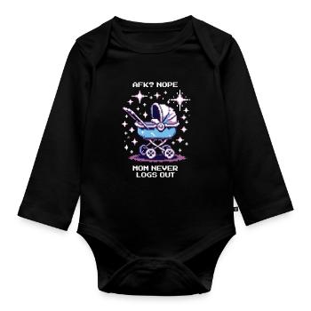 AFK? Mom never logs out | Gamer Mom, Parents - Organic Longsleeve Baby Bodysuit - black - Front