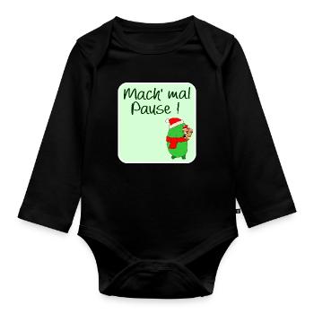 CHRISTMAS BREAK PICKLE SANTA CLAUS - Organic Longsleeve Baby Bodysuit - black - Front
