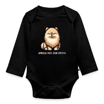 Talk to your paw Pomeranian Pomeranian Pomeranian Pomeranian Spitz - Organic Longsleeve Baby Bodysuit - black - Front