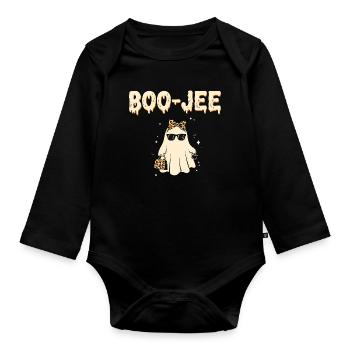 Halloween Pink Ghost Funny October Child - Organic Longsleeve Baby Bodysuit - black - Front