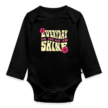 Jeden Tag Strahlen Design - Baby Bio-Langarm-Body - Schwarz - Vorne