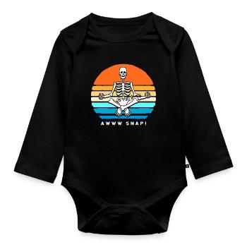 Arm Fracture Halloween Skeleton Bone Bone Fracture - Organic Longsleeve Baby Bodysuit - black - Front