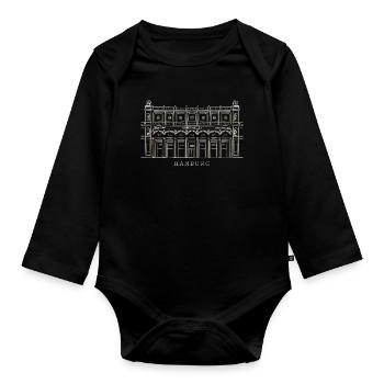 Hamburg, Hand Drawing Kunsthalle, Germany - Organic Longsleeve Baby Bodysuit - black - Front