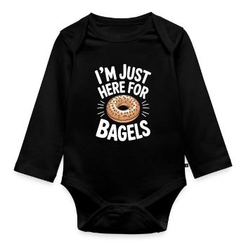 Bagels Spruch Bagel Lustiges Bagels Geschenk - Baby Bio-Langarm-Body - Schwarz - Vorne