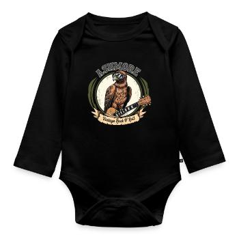 Vintage Rock Adler mit Gitarre - Baby Bio-Langarm-Body - Schwarz - Vorne