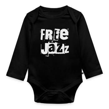 Free Jazz Grunge Typografie - Baby Bio-Langarm-Body - Schwarz - Vorne