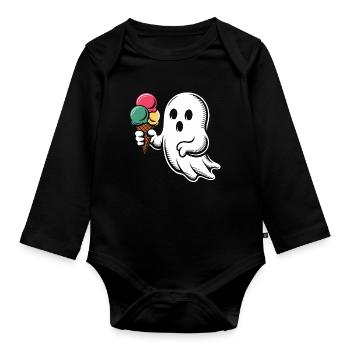 Geist mit Eiscreme Popart - Organic Longsleeve Baby Bodysuit - black - Front