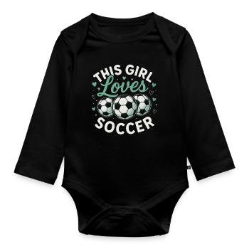 Dieses Mädchen Liebt Fußball - Baby Bio-Langarm-Body - Schwarz - Vorne