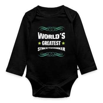Weltbester Straßenarbeiter - Baby Bio-Langarm-Body - Schwarz - Vorne