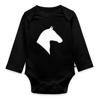 Silhouette Tête De Cheval - Body Bébé bio manches longues - noir - Devant