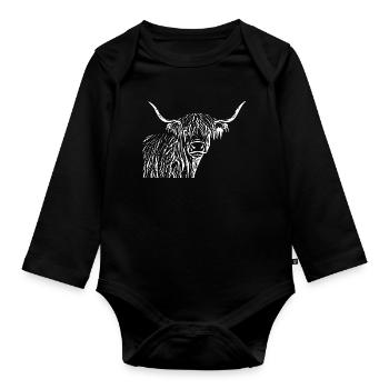 Cadeau de bovins Highland écossais - Body Bébé bio manches longues - noir - Devant