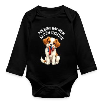 Dog Costume Eaten No Costume Funny Sayings - Organic Longsleeve Baby Bodysuit - black - Front