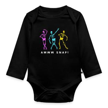 Arm Fracture Halloween Skeleton Bone Bone Fracture - Organic Longsleeve Baby Bodysuit - black - Front