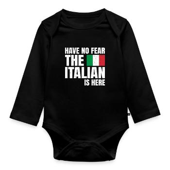 N’ayez pas peur L’Italien est ici Italien drôle - Body Bébé bio manches longues - noir - Devant
