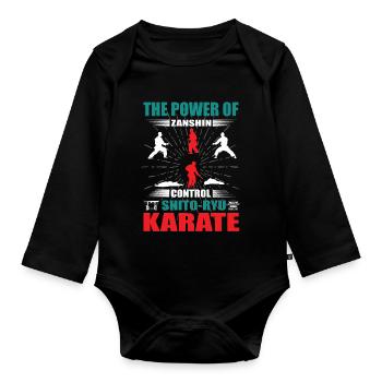 Shito-Ryu Karate Zanshin Design - Baby Bio-Langarm-Body - Schwarz - Vorne