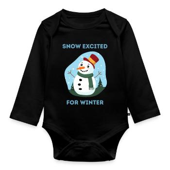 La neige excitée pour l’art du bonhomme de neige d’hiver - Body Bébé bio manches longues - noir - Devant