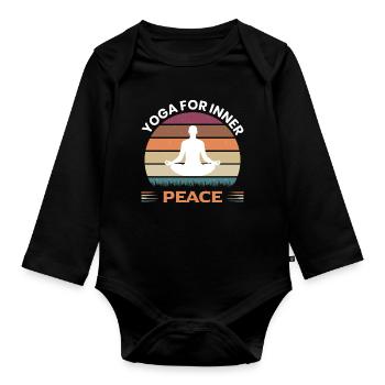 Yoga for inner peace men - Baby Bio-Langarm-Body - Schwarz - Vorne