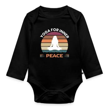 Yoga for inner peace men - Baby Bio-Langarm-Body - Schwarz - Vorne