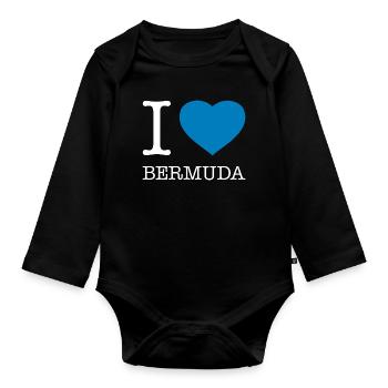 I love Bermuda - Organic Longsleeve Baby Bodysuit - black - Front