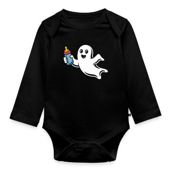 Fröhlicher Geist mit Fläschchen - Baby Bio-Langarm-Body - Schwarz - Vorne