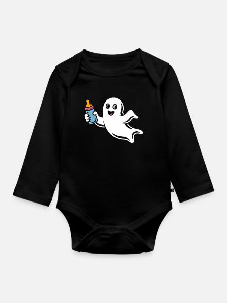 Fröhlicher Geist mit Fläschchen - Baby Bio-Langarm-Body - Schwarz
