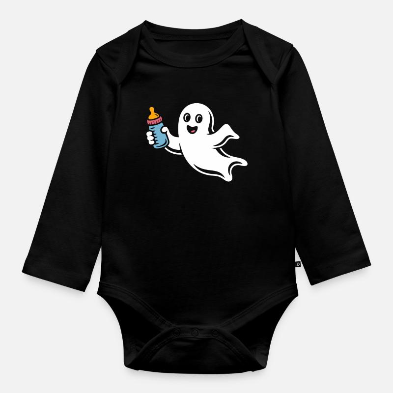 Fröhlicher Geist mit Fläschchen - Baby Bio-Langarm-Body - Schwarz