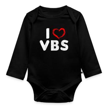 École biblique de vacances Design chrétien VBS Teach - Body Bébé bio manches longues - noir - Devant