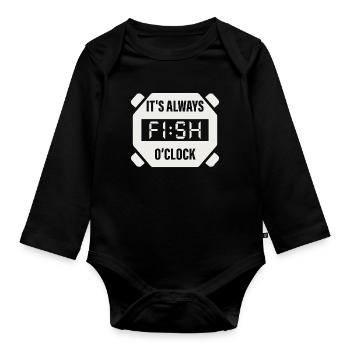 Es ist immer Fish O'Clock Angeldesign - Baby Bio-Langarm-Body - Schwarz - Vorne