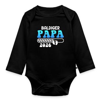 BALD PAPA 2026 Vaterschaft Lustiges - Baby Bio-Langarm-Body - Schwarz - Vorne