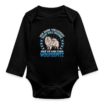 Wolfsspitz ist Freund Deutscher Wolfsspitz - Baby Bio-Langarm-Body - Schwarz - Vorne
