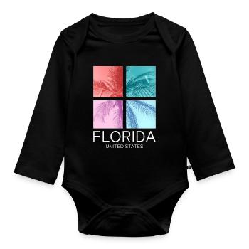 Florida USA Miami America Summer Palm Trees Beach - Organic Longsleeve Baby Bodysuit - black - Front