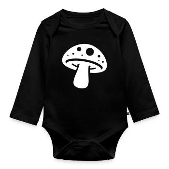 Icône de champignon - Body Bébé bio manches longues - noir - Devant